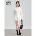 SLEEFY BUNNY มินิเดรสสไตล์หรูสำหรับผู้หญิง เหมาะสำหรับออฟฟิศและการแต่งตัวในทุกวั