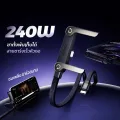 สายชาร์จเร็ว 240W Type-C TO C ชาร์จเร็วพิเศษ สายถักหัวงอ 90° พร้อมที่ยึดพับได้ เ