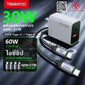 TRANYOO【TIS】 US13 เครื่องชาร์จเร็วแบบพอร์ตคู่ USB + Type-C เครื่องชาร์จโทรศัพท์ม
