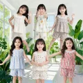 MooDeng Baby ชุดเสื้อแขนกุด กางเกงขาสั้น น่ารัก สำหรับเด็กหญิง 80-150 ซม. ชุดสอง