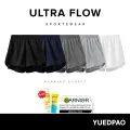 Yuedpao Sportswear 2025 กางเกงออกกำลังกายขาสั้น กางเกงวิ่ง 2in1 มีซับใน พร้อมกระ